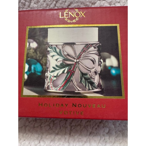 Lenox Other - Lenox Holiday Nouveau Votive Silver Plated Pierced Holly Bow Candle Holder NWOT